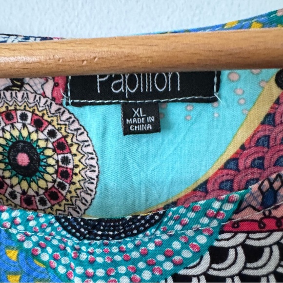 Papillon Mandala pattern multi color midi dress Size XL - Picture 3 of 5